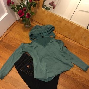 Army Green Cold Shoulder Hoodie Size S